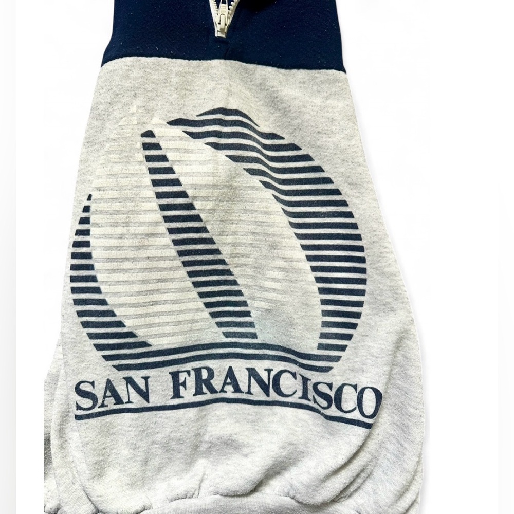 San Francisco Nautical Boyfriend Zip-Up Sweatshirt Navy and Gray ☀️Summer Sale! - Picture 2 of 8